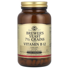 Пивні дріжджі 7 1/2 зерна з вітаміном B12, Brewer's Yeast, 7 1/2 Grains with Vitamin B12, Solgar, 250 таблеток