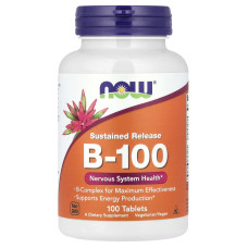 В комплекс, В-100, Sustained Release B-100, NOW Foods, замедленное высвобождение,100 таблеток