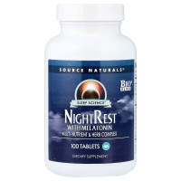 Мультиживильний та трав'яний комплекс для сну з мелатоніном, NightRest With Melatonin, Source Naturals, 100 таблеток