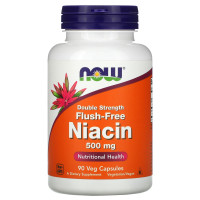 Ниацин (Витамин В3), Flush-Free Niacin, Now Foods, двойной концентрации, 500 мг, 90 вегетарианских капсул
