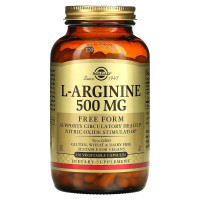 Аргінін, L-Arginine, Solgar, вільна форма, 500 мг, 250 вегетаріанських капсул