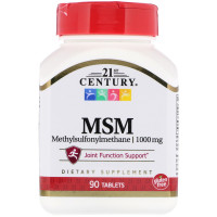 Метилсульфонілметан МСМ, MSM, 21st Century, 1000 мг, 90 таблеток