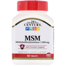 Метилсульфонілметан МСМ, MSM, 21st Century, 1000 мг, 90 таблеток