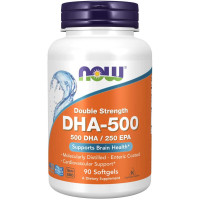 Докозагексаеновая кислота (ДГК), DHA-500, Now Foods, двойная сила, 90 гелевых капсул