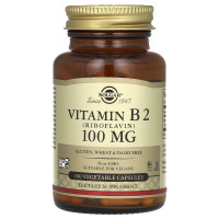 Рибофлавін (вітамін В2), Vitamin B2, Solgar, 100 мг, 100 вегетаріанських капсул