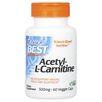Ацетил-L-карнитин, Acetyl-L-Carnitine, Doctor's Best, 1000 мг, 60 веганских капсул (500 мг в капсуле)