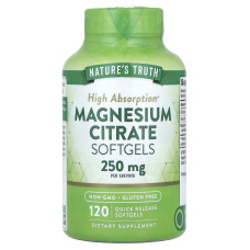 Магній цитрат, Magnesium Citrate, Nature's Truth, 250 мг, 120 гелевих капсул швидкого вивільнення (125 мг в гелевій капсулі)