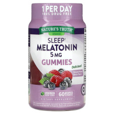Мелатонін для сну, Sleep Melatonin, Nature's Truth, смак ягідної суміші, 5 мг, 60 веганських жувальних цукерок