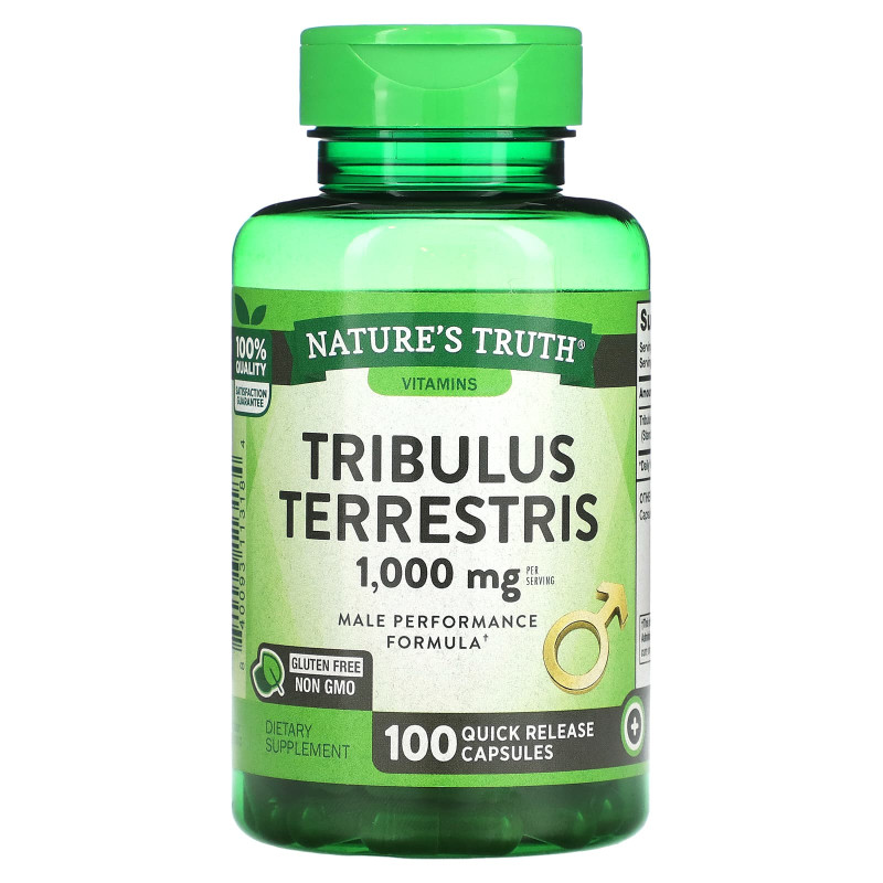 Трибулус террестрис, Tribulus Terrestris, Nature's Truth, 1000 мг, 100 капсул швидкого вивільнення (500 мг у капсулі)