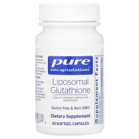 Липосомальный глутатион, Liposomal Glutathione, Pure Encapsulations, антиоксидант, поддержка печени и детоксикация, 375 мг, 30 гелевых капсул