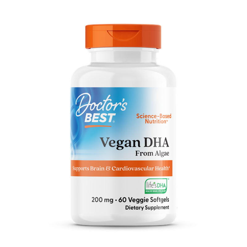 Омега-3 з водоростей, ДГК, Vegan DHA from Algae with Life's DHA, Doctor's Best, 200 мг, 60 гелевих капсул