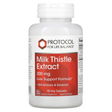 Расторопша пятнистая, Milk Thistle Extract, Protocol for Life Balance, экстракт, 300 мг, 90 веганских капсул