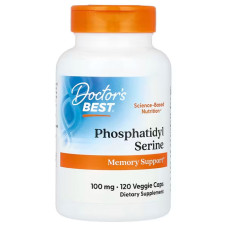Фосфатидилсерин, Phosphatidylserine with SerinAid, Doctor's Best, 100 мг, 120 веганських капсул