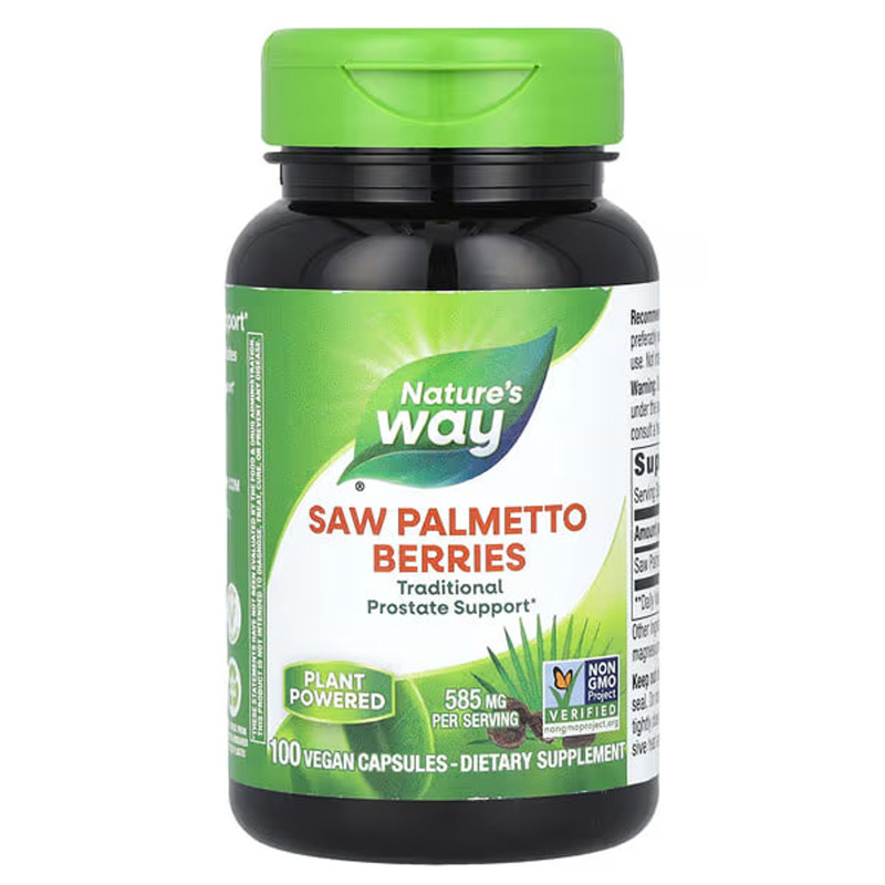 Со Пальметто, Saw Palmetto, Nature's Way, ягоди, 585 мг, 100 вегетаріанських капсул