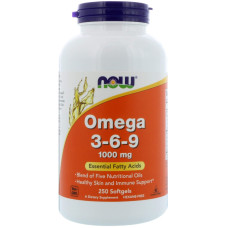 Омега 3-6-9, Omega 3-6-9, Now Foods, 1000 мг, 250 гелевых капсул