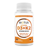 Витамин D3+К2, Vitamin D3+K2, Biotus, 5000 МО/50 мкг, 120 капсул