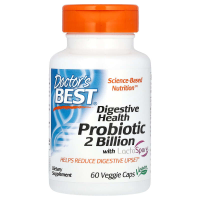Пробиотики для пищеварения, Digestive Health, Probiotic 2 Billion with LactoSpore, Doctor's Best, 2 млрд КОЕ, 60 веганских капсул
