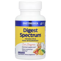Пищеварительные ферменты, Digest Spectrum, Enzymedica, для улучшения пищеварения, от множественной пищевой непереносимости, 90 капсул