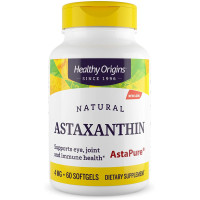 Астаксантин, Astaxanthin, Healthy Origins, 4 мг, 60 гелевих капсул