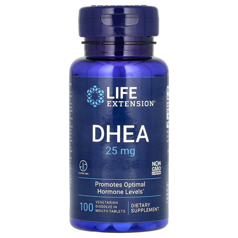 Дегідроепіандростерон, DHEA, Life Extension, 25 мг, 100 вегетаріанських пігулок