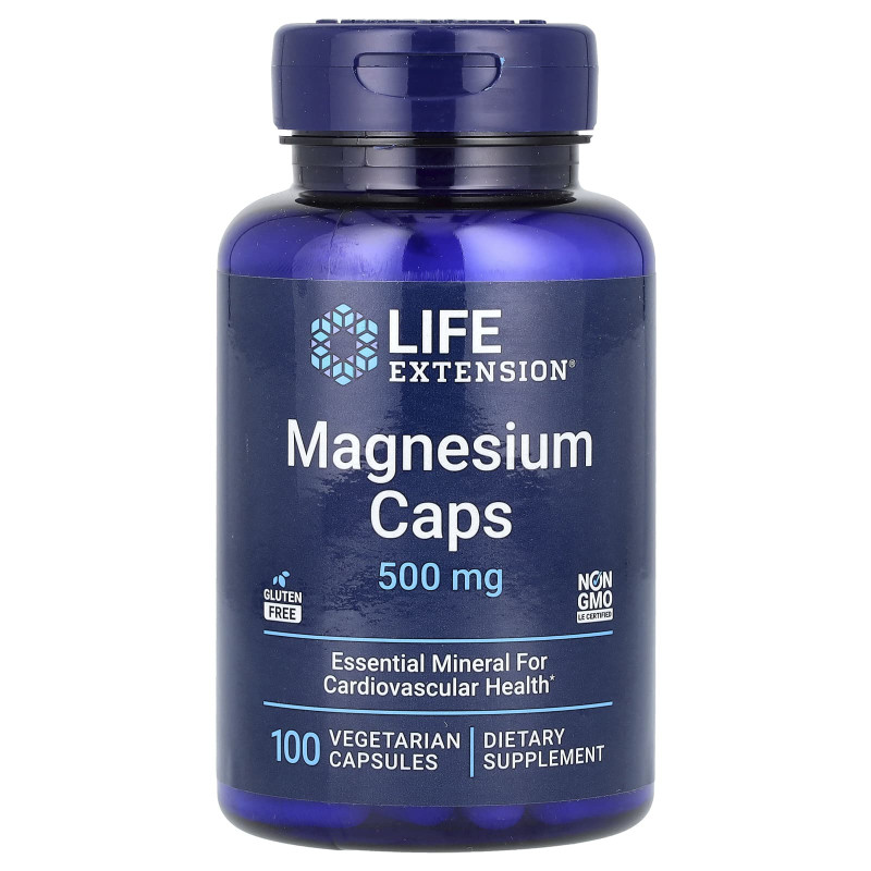 Магний, Magnesium, Life Extension, 500 мг, 100 капсул