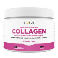 Морские коллагеновые пептиды с гиалуроновой кислотой и витамином С, Marine Sourced Collagen Peptides + Hyaluronic Acid + Vitamin C, Biotus, 5000 мг, 206 г