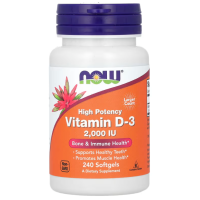 Вітамін D-3, Vitamin D-3, NOW Foods, високоефективний, 50 мкг (2000 МО), 240 гелевих капсул