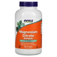 Магній цитрат, Magnesium Citrate, NOW Foods, 400 мг, 180 гелевих капсул (133 мг в одній гелевій капсулі)