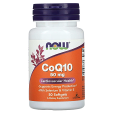 Коэнзим Q10 с селеном и витамином Е, CoQ10, Now Foods, 50 мг, 50 гелевых капсул