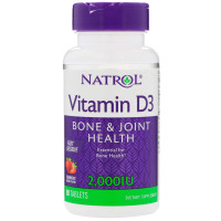 Вітамін D3, Vitamin D3, Natrol, полуниця, 2000 МО, 90 таблеток