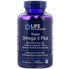 Омега-3 супер +, Super Omega-3 Plus, Life Extension, 120 капсул