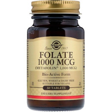 Фолат, метилфолат, Folate, Solgar 1000 мкг, 60 таблеток