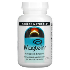 Магній L-треонат, Magtein, Source Naturals, 667 мг, 90 капсул