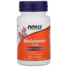 Мелатонин, Melatonin, Now Foods, 3 мг, 180 леденцов