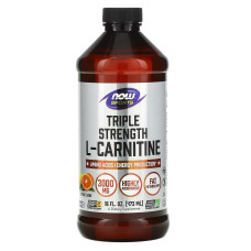 L-карнитин, L-Carnitine, Now Foods, Sports, тройная сила, жидкий, вкус цитруса, 3000 мг, 473 мл