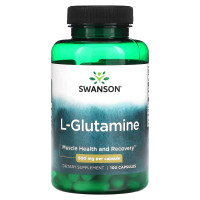 L-глютамін, L-Glutamine, Swanson, 500 мг, 100 капсул