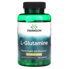 L-глютамин, L-Glutamine, Swanson, 500 мг, 100 капсул