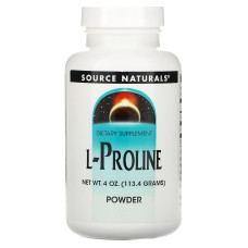 Пролин, L-Proline Powder, Source Naturals, порошок, 113,4 г