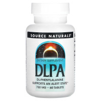 DL-фенілаланін, DLPA, Source Naturals, 750 мг, 60 таблеток.