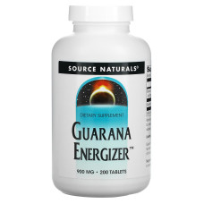 Гуарана, Guarana Energizer, Source Naturals, 900 мг, 200 таблеток