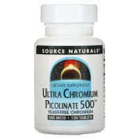 Хром ультра піколінат, Chromium Picolinate, Source Naturals, 500 мкг, 120 таблеток