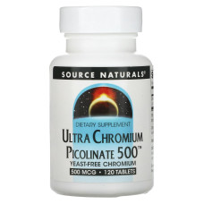 Хром ультра пиколинат, Chromium Picolinate, Source Naturals, 500 мкг, 120 таблеток