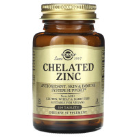 Хелат цинку, Chelated Zinc, Solgar, 100 таблеток