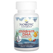 Рыбий жир для детей, Children's DHA, Nordic Naturals, клубника, 250 мг, 180 капсул