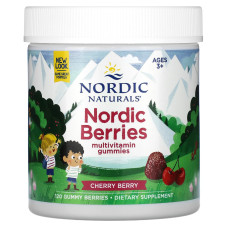 Полівітаміни для дітей від 3 років, Nordic Berries Multivitamin Gummies, Nordic Naturals, зі смаком вишні, 120 жувальних цукерок