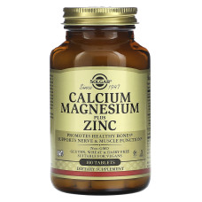 Кальций, магний, цинк, Calcium Magnesium Plus Zinc, Solgar, 100 таблеток