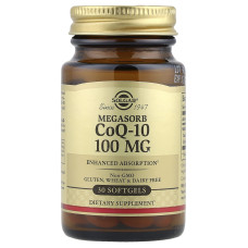 Коензим Q-10, Megasorb CoQ-10, Solgar, 100 мг, 30 гелевих капсул