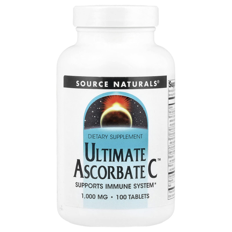 Витамин С (аскорбат), Ultimate Ascorbate C, Source Naturals , 1000 мг, 100 таблеток