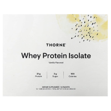 Сывороточный протеин, изолят, Whey Protein Isolate, Thorne, со вкусом ванили, 14 пакетиков (по 27,9 г каждый)