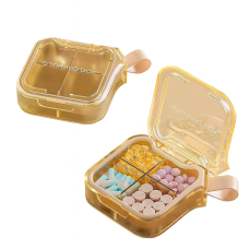 Органайзер для таблеток с 4 отделениям, 4 Case Pill Organizer Pill Box & Travel Pill Case, MEMOSAN, желтый